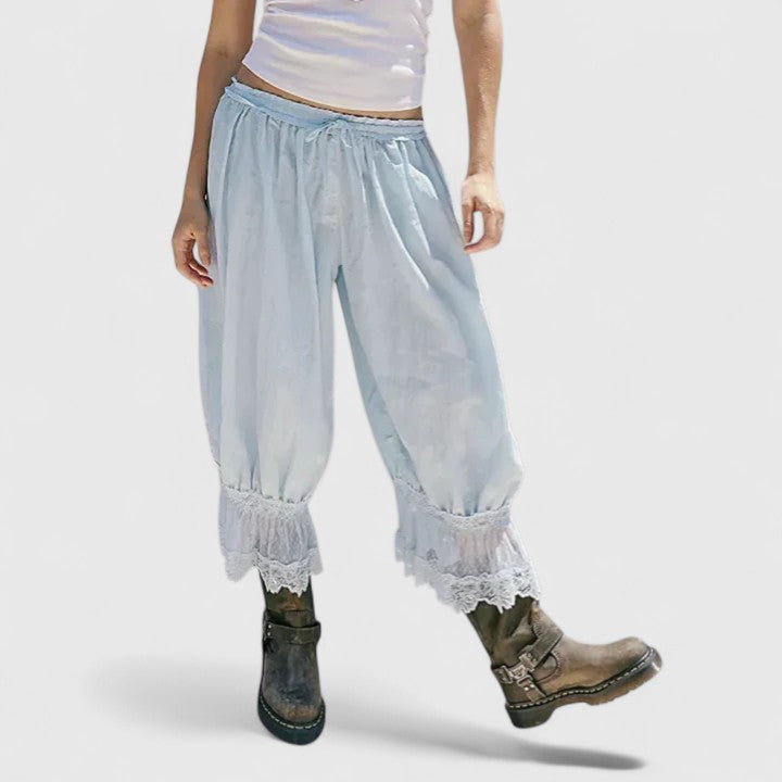 Winona Patchwork Lace Comfort Trousers Available In White Black Brown Orange by Selouva