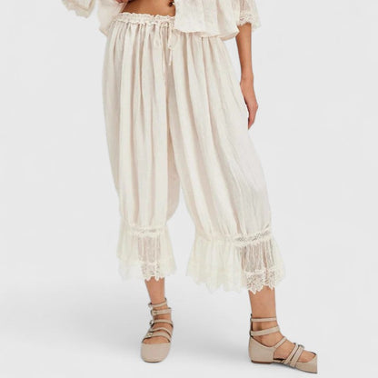 Winona Patchwork Lace Comfort Trousers Available In White Black Brown Orange by Selouva