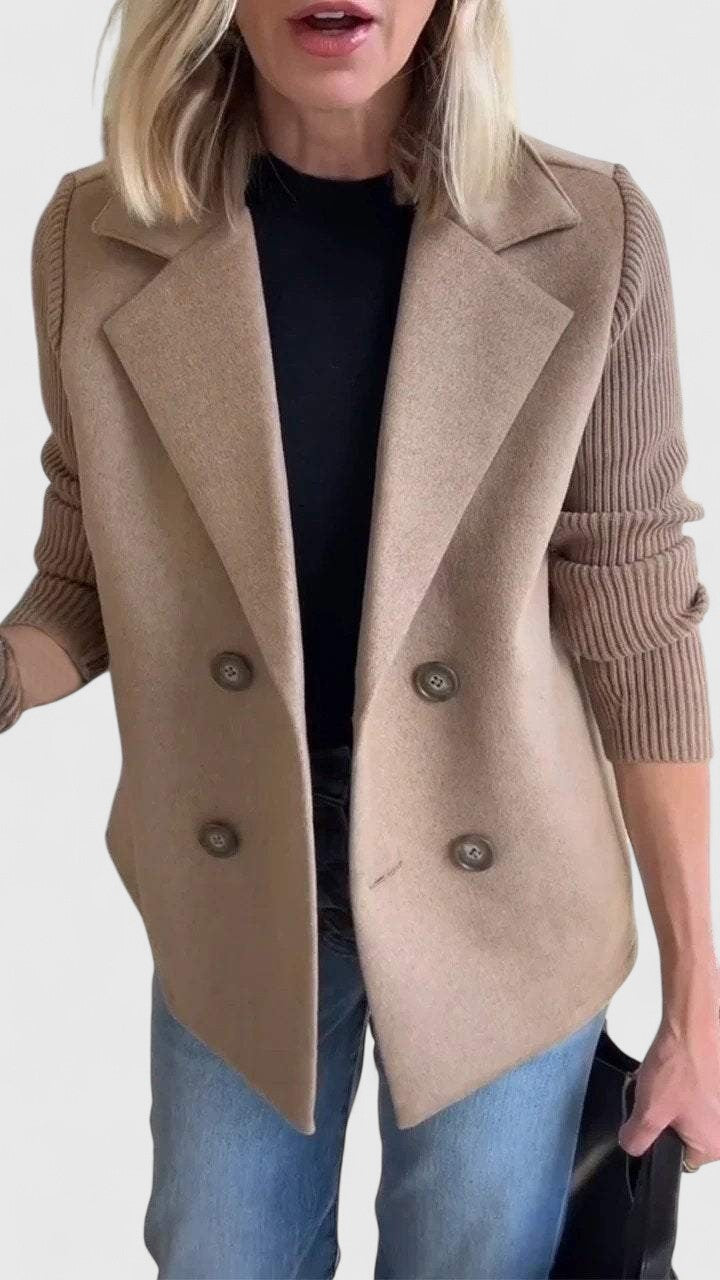 Winslet Pink Double Breasted Blazer With Contrast Sleeves For Women by Selouva