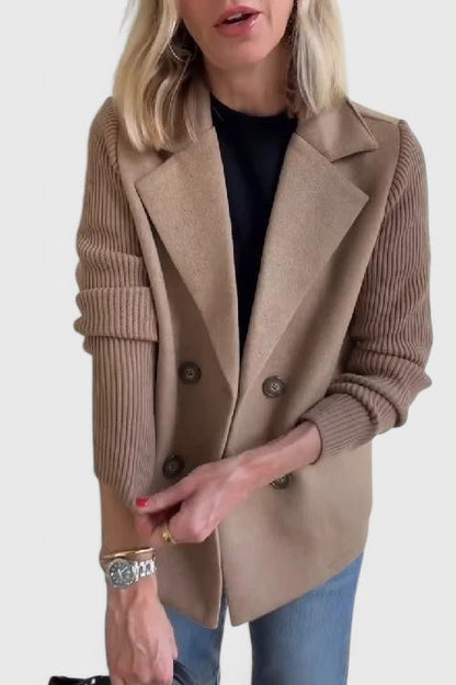 Winslet Pink Double Breasted Blazer With Contrast Sleeves For Women by Selouva