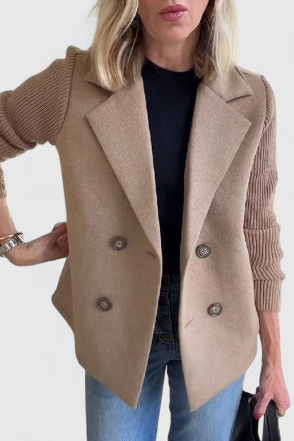 Winslet Pink Double Breasted Blazer With Contrast Sleeves For Women by Selouva