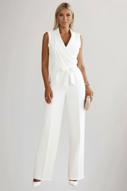 Women's Pink Jumpsuit with Tie Waist by Selouva