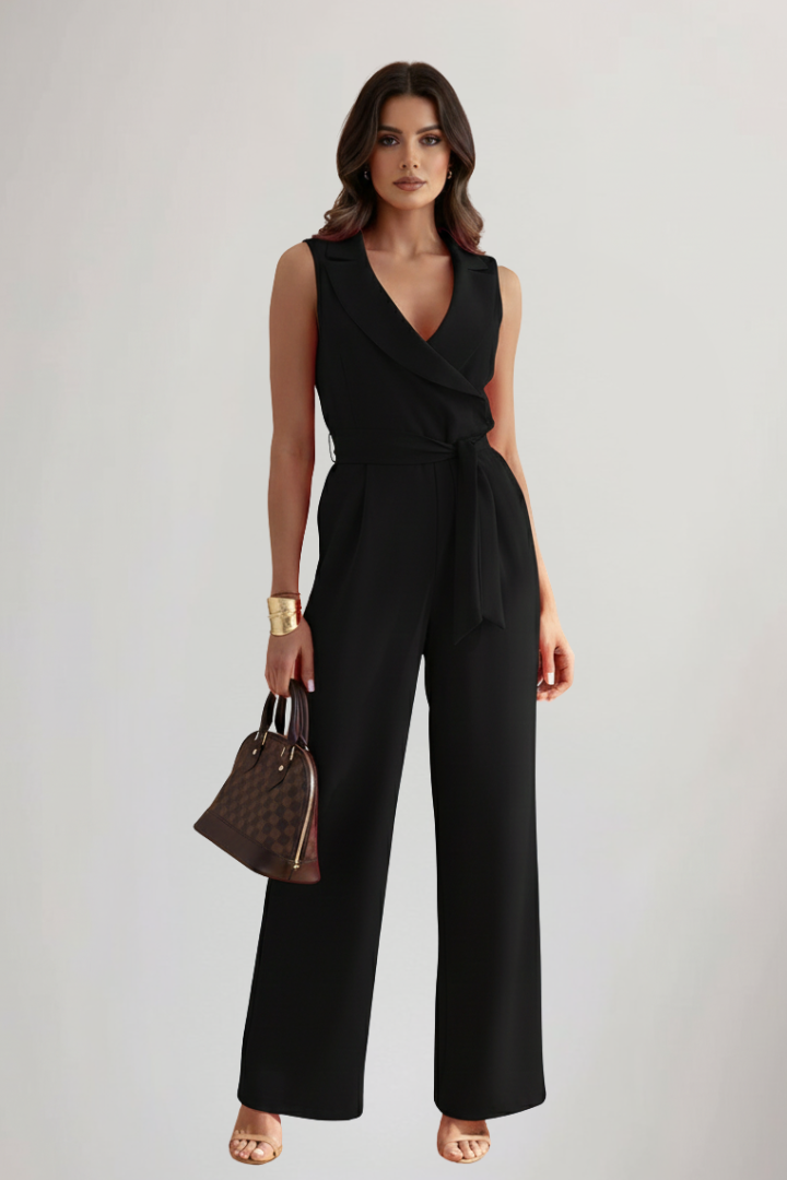 Women's Pink Jumpsuit with Tie Waist by Selouva