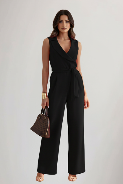 Women's Pink Jumpsuit with Tie Waist by Selouva