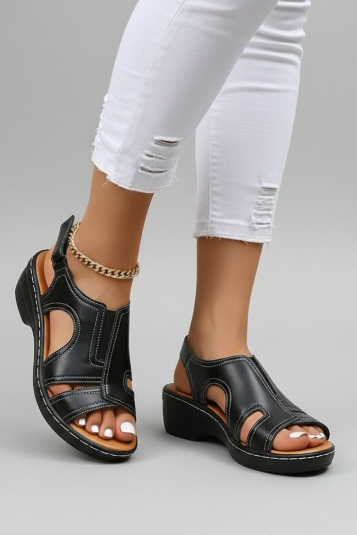 Katherine Women's Brown Platform Open Toe Cutout Sandals Comfortable by Selouva