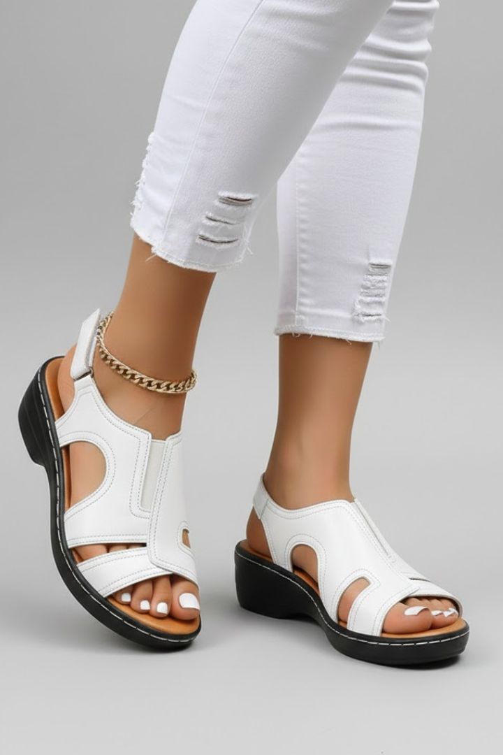 Katherine Women's Brown Platform Open Toe Cutout Sandals Comfortable by Selouva