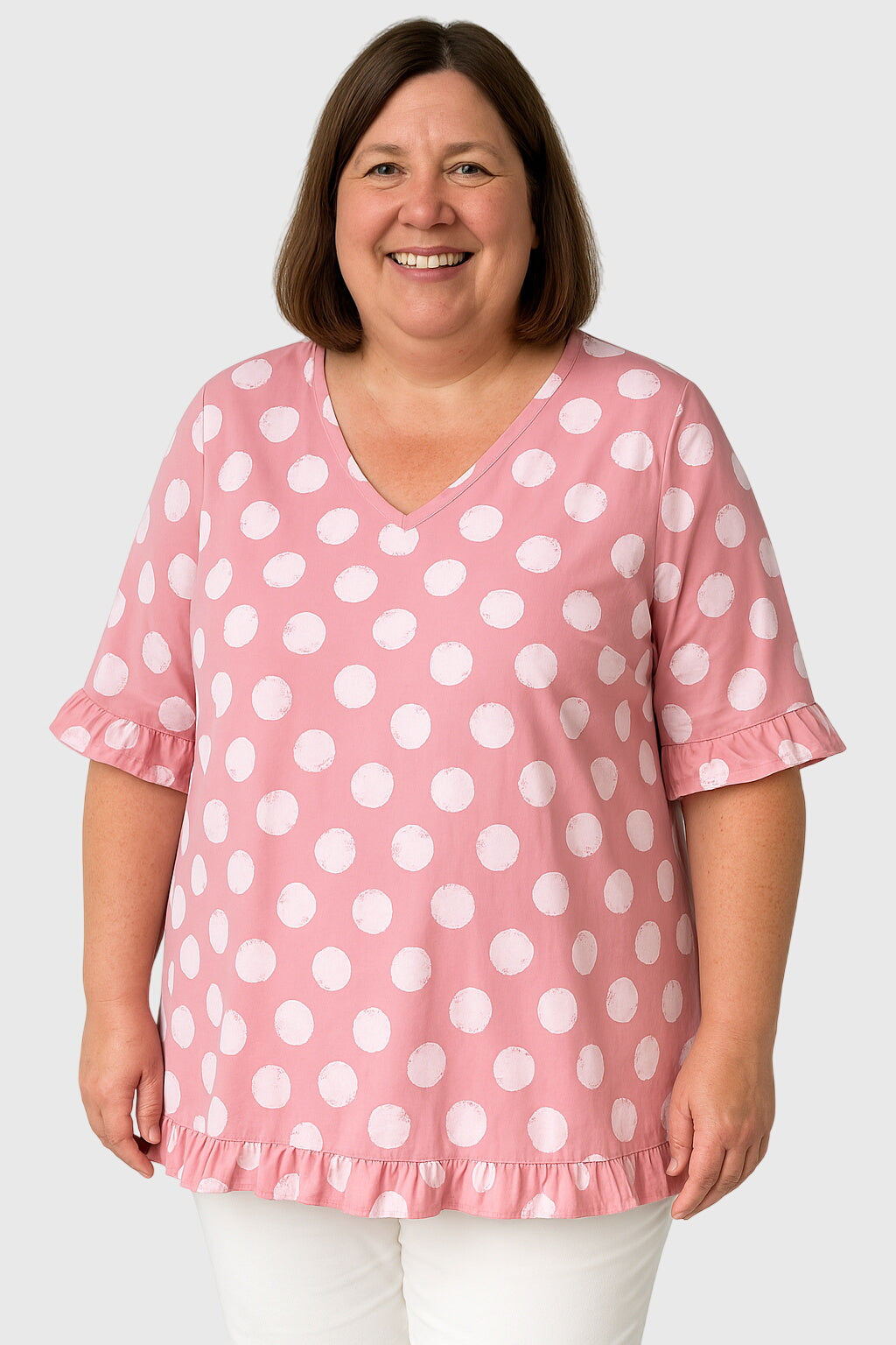 Women's Polka Dot Blouse V-neck by Selouva
