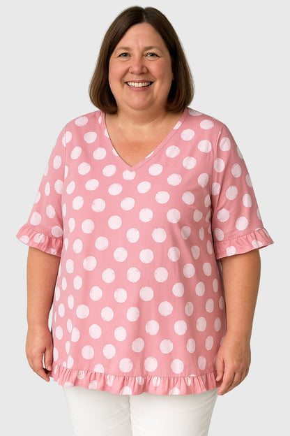 Women's Polka Dot Blouse V-neck by Selouva