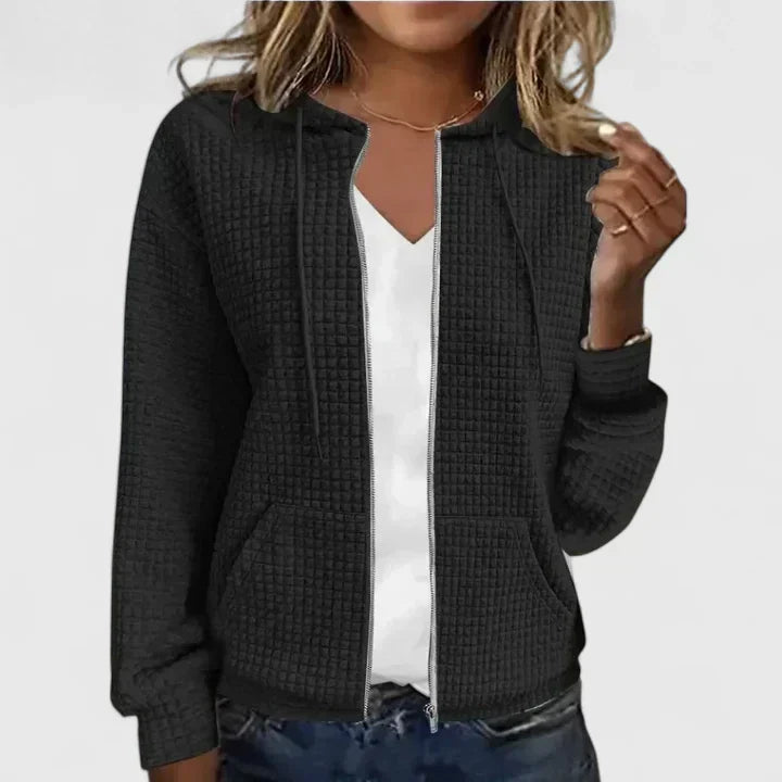 Women's Quilted Jacket with Zip Front for Casual Outings by Selouva