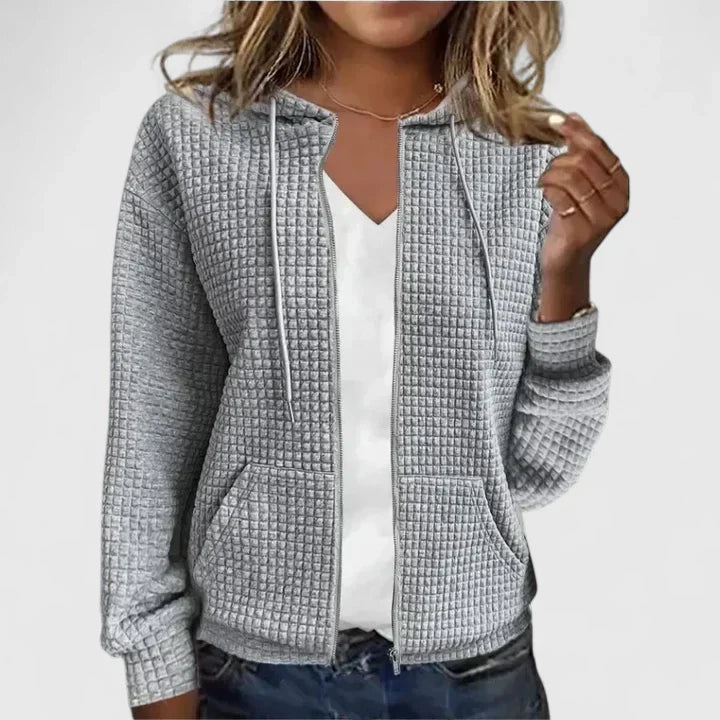 Women's Quilted Jacket with Zip Front for Casual Outings by Selouva