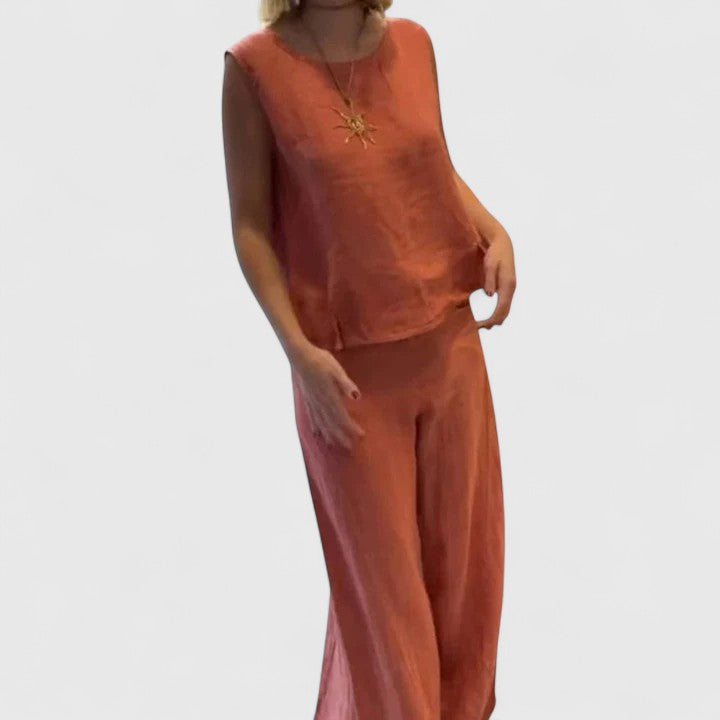 Women's Relaxed Linen Two-Piece Set by Selouva