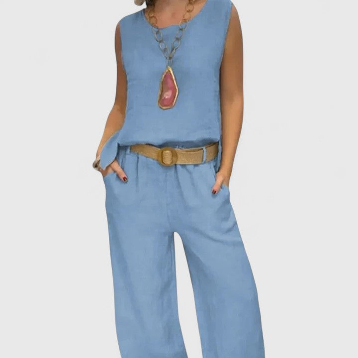 Women's Relaxed Linen Two-Piece Set by Selouva