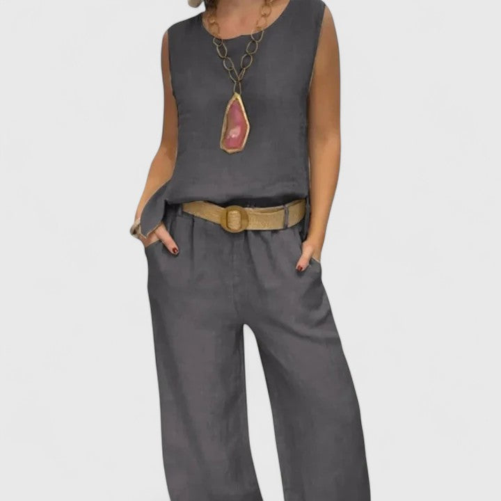 Women's Relaxed Linen Two-Piece Set by Selouva