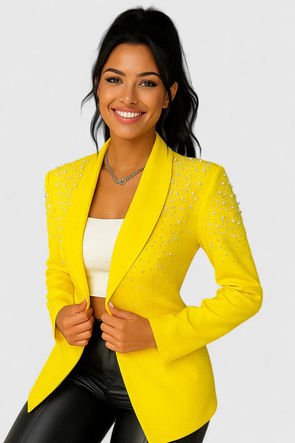 Lila Elegant Blazer With Sparkling Rhinestones For Weddings And Parties by Selouva