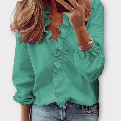 Women's Ruffle Blouse with Frill for Summer by Selouva