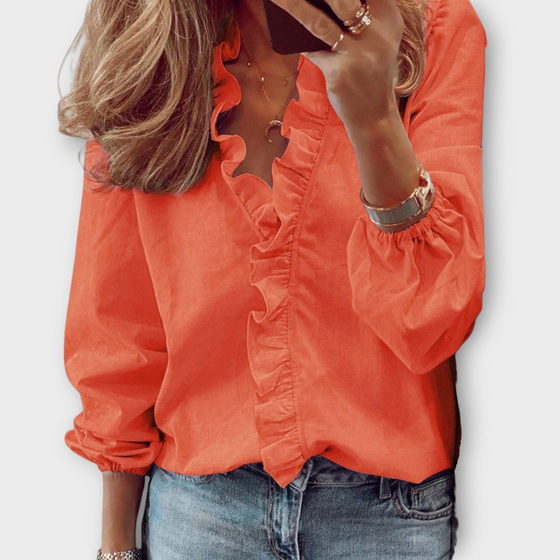 Women's Ruffle Blouse with Frill for Summer by Selouva