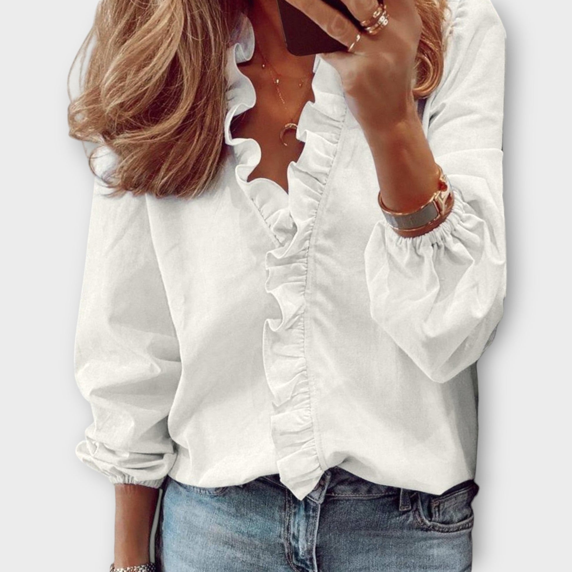 Women's Ruffle Blouse with Frill for Summer by Selouva