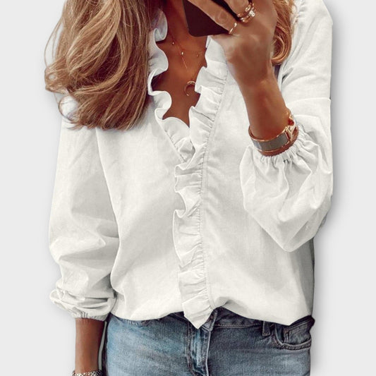 Women's Ruffle Blouse with Frill for Summer by Selouva