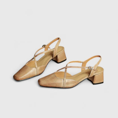 Mikaela Elegant Sandals Burgundy Square Toe Cushioned Block Heel by Selouva
