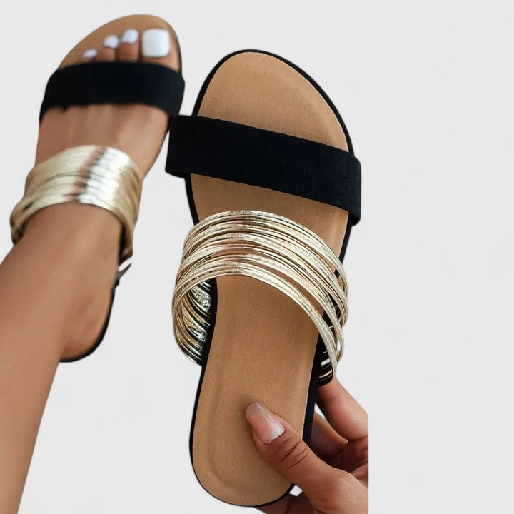 Lioraen Elegant Sandals For Women With Gold Tone Ring Straps by Selouva