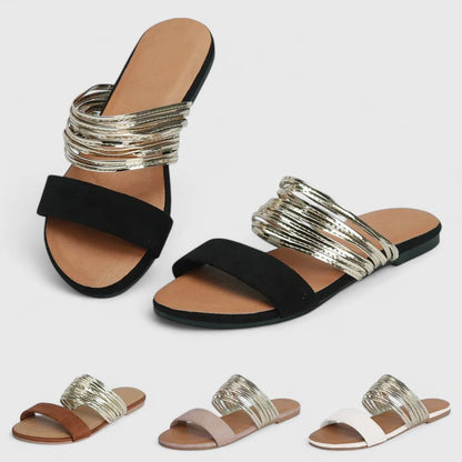 Lioraen Elegant Sandals For Women With Gold Tone Ring Straps by Selouva