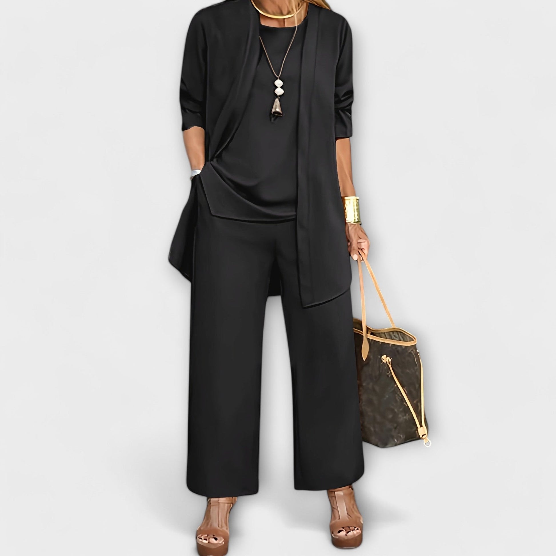 Women's Satin 3Piece Set for Desk-Dinner by Selouva