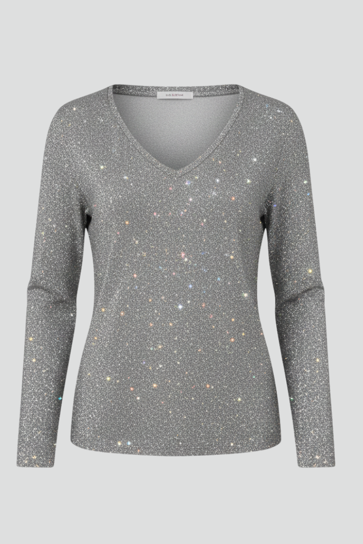 Samantha Women's Sequin V Neck Long Sleeve Sweater by Selouva