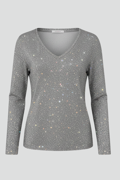 Samantha Women's Sequin V Neck Long Sleeve Sweater by Selouva