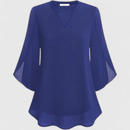 Ellie Sophisticated Black Blouse With Relaxed Fit And Sheer Sleeves by Selouva