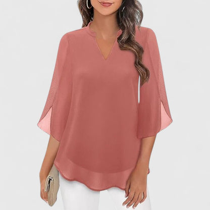 Ellie Sophisticated Black Blouse With Relaxed Fit And Sheer Sleeves by Selouva