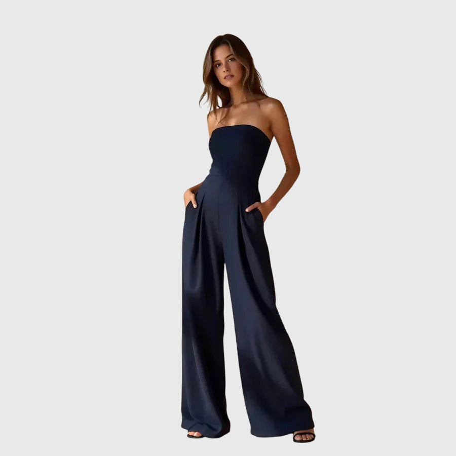 Women's Strapless Jumpsuit with Wide-Leg by Selouva