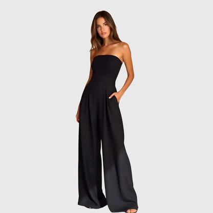 Women's Strapless Jumpsuit with Wide-Leg by Selouva