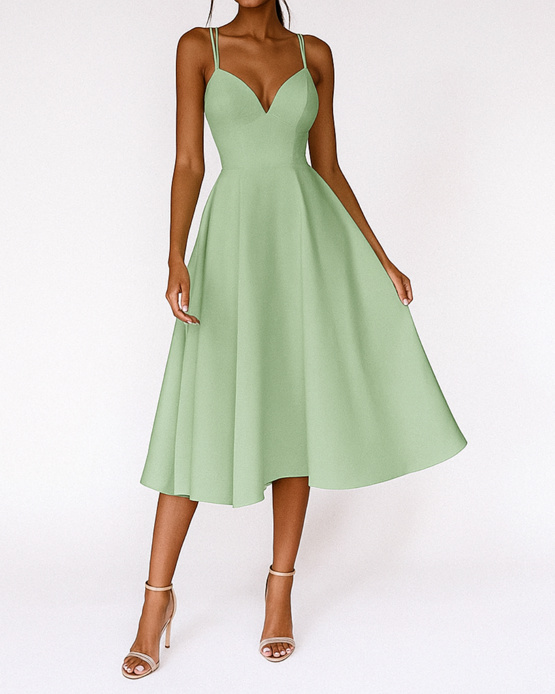 Daisy Red Strappy Midi Dress For Wedding Guests And Garden Parties by Selouva