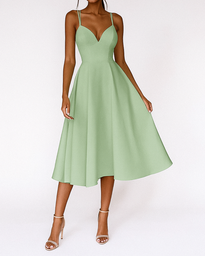 Daisy Red Strappy Midi Dress For Wedding Guests And Garden Parties by Selouva