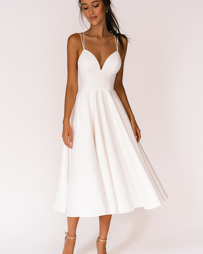 Daisy Red Strappy Midi Dress For Wedding Guests And Garden Parties by Selouva