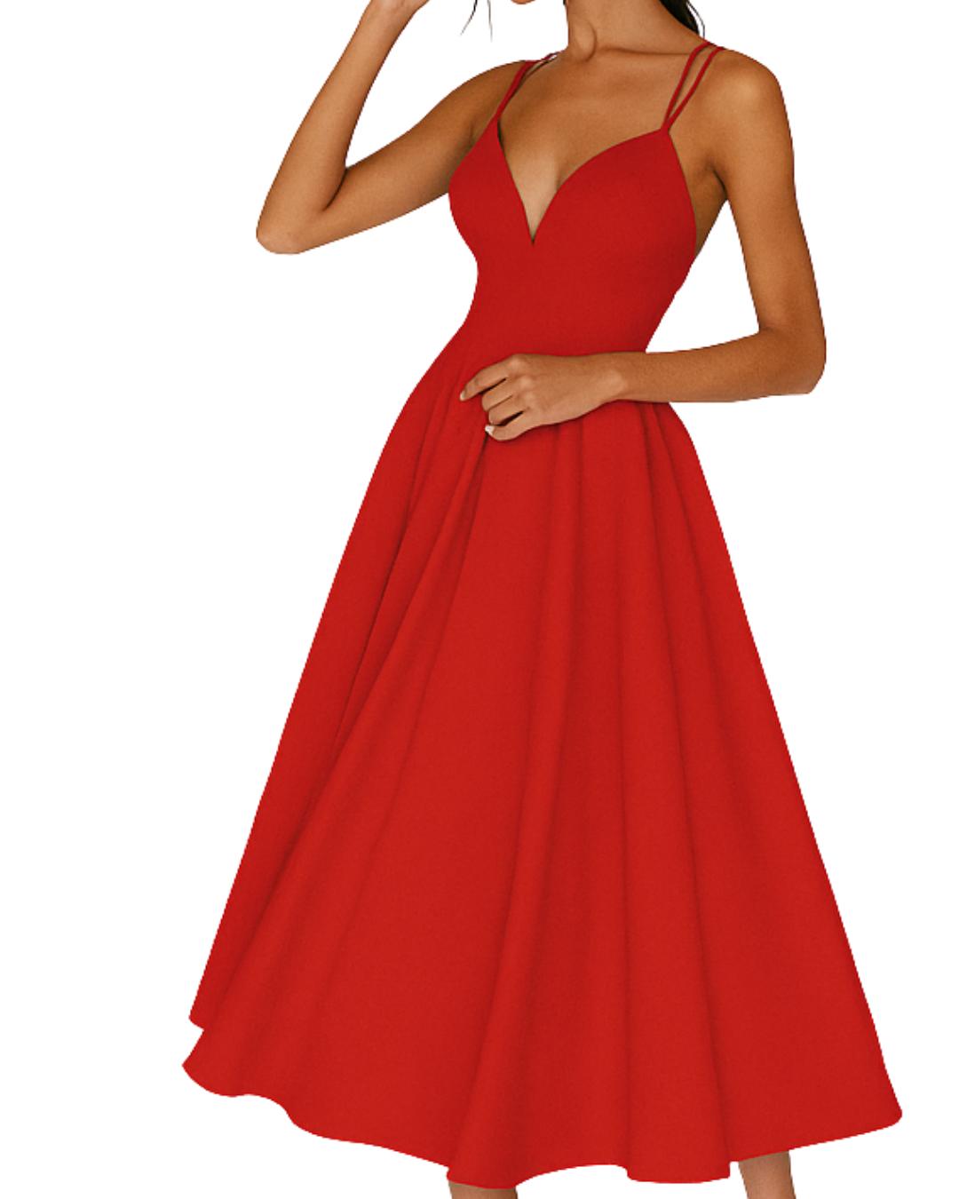 Daisy Red Strappy Midi Dress For Wedding Guests And Garden Parties by Selouva