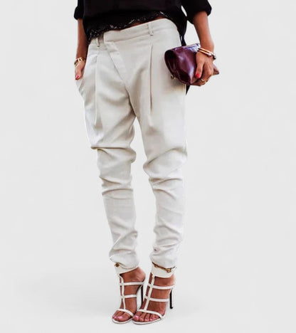 Kalie Elegant Navy Mid Rise Pants With Premium Stretch Fabric by Selouva