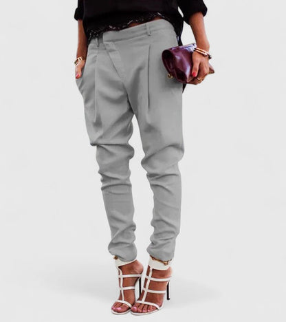 Kalie Elegant Navy Mid Rise Pants With Premium Stretch Fabric by Selouva