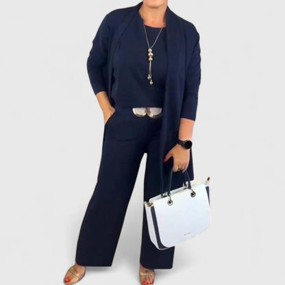 Women's Three Piece Set with Cardigan for Work by Selouva