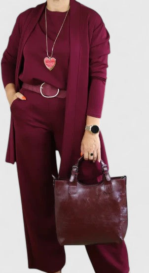 Women's Three Piece Set with Cardigan for Work by Selouva