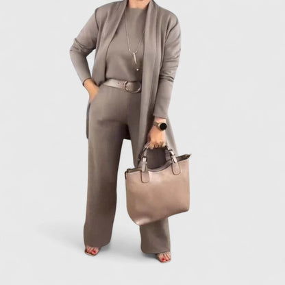 Women's Three Piece Set with Cardigan for Work by Selouva