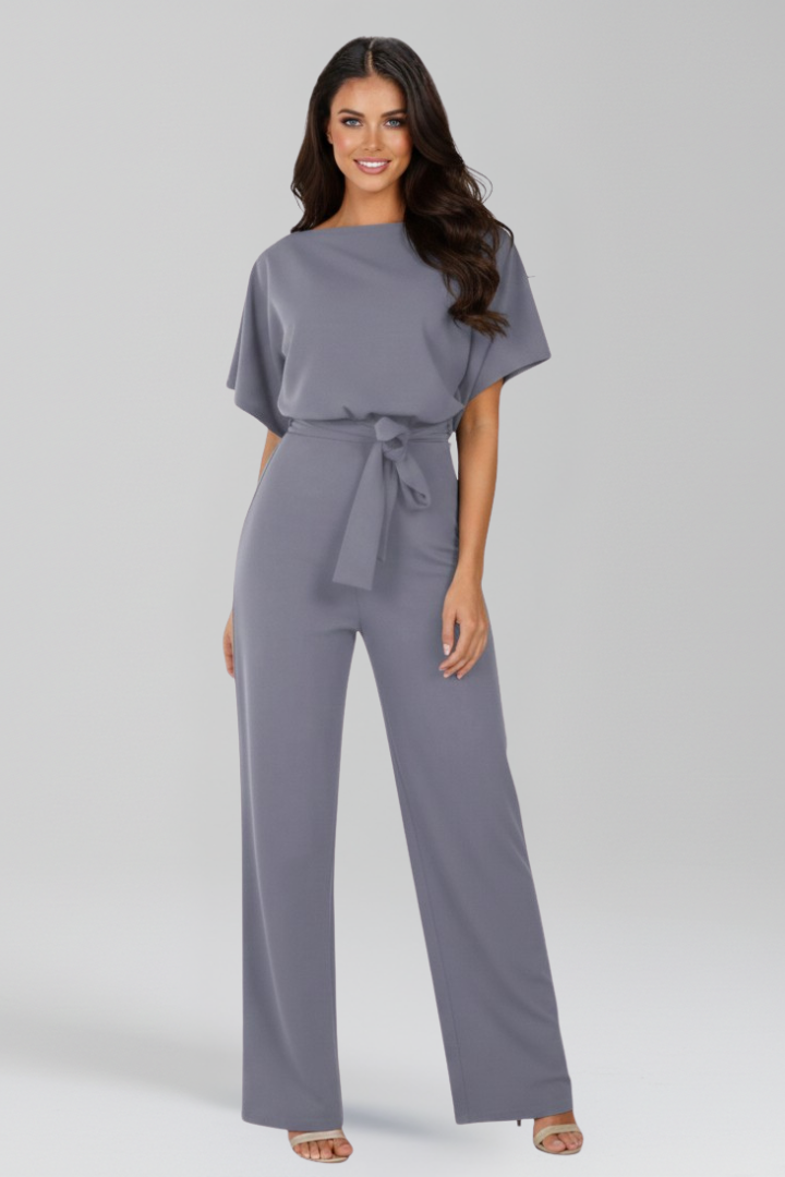 Women's Tie Belt Wide-Leg Jumpsuit by Selouva