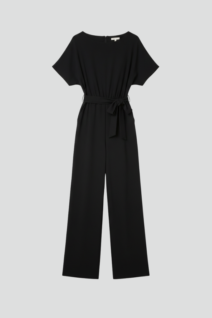 Women's Tie Belt Wide-Leg Jumpsuit by Selouva