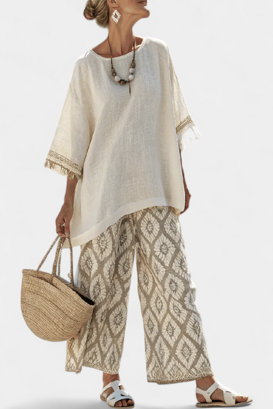 Women's Top And Wide-Leg Set Fringe by Selouva