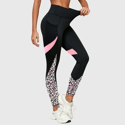 High Waisted Leopard Print Training Pants For Workouts by Selouva