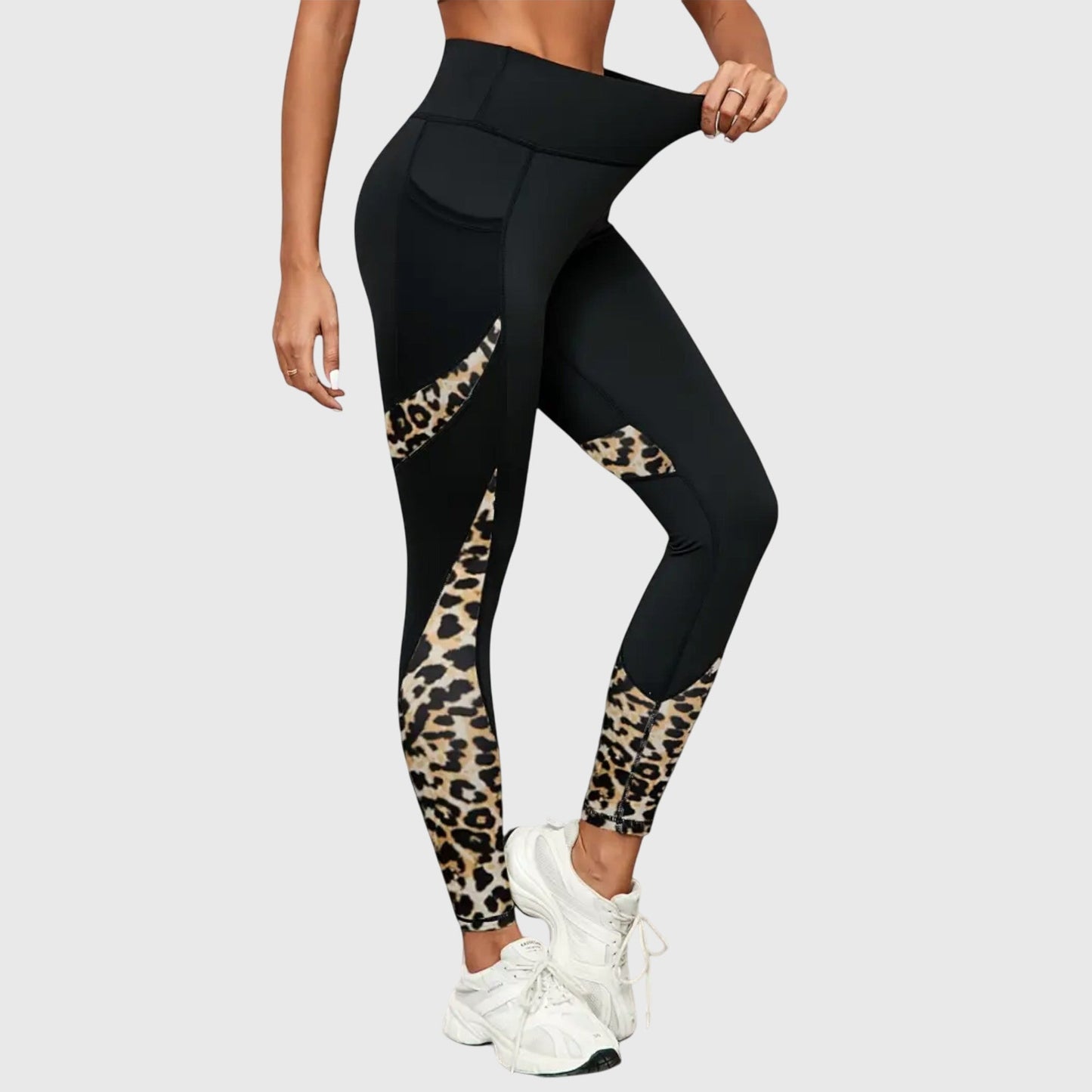 High Waisted Leopard Print Training Pants For Workouts by Selouva