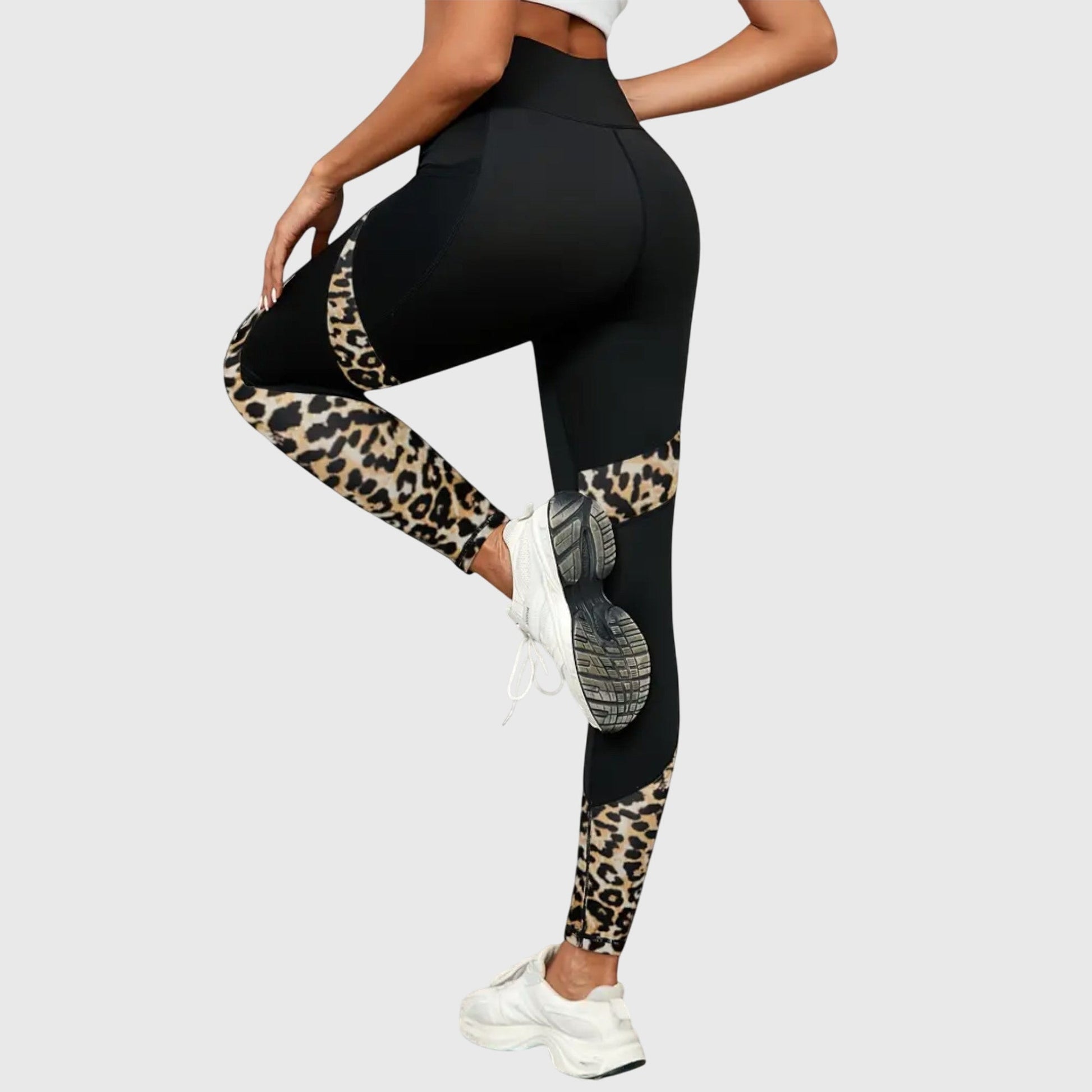 High Waisted Leopard Print Training Pants For Workouts by Selouva