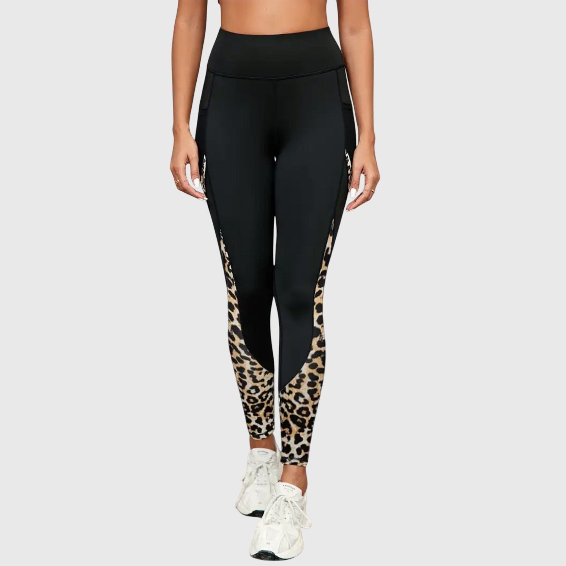 High Waisted Leopard Print Training Pants For Workouts by Selouva