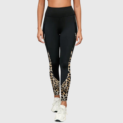 High Waisted Leopard Print Training Pants For Workouts by Selouva