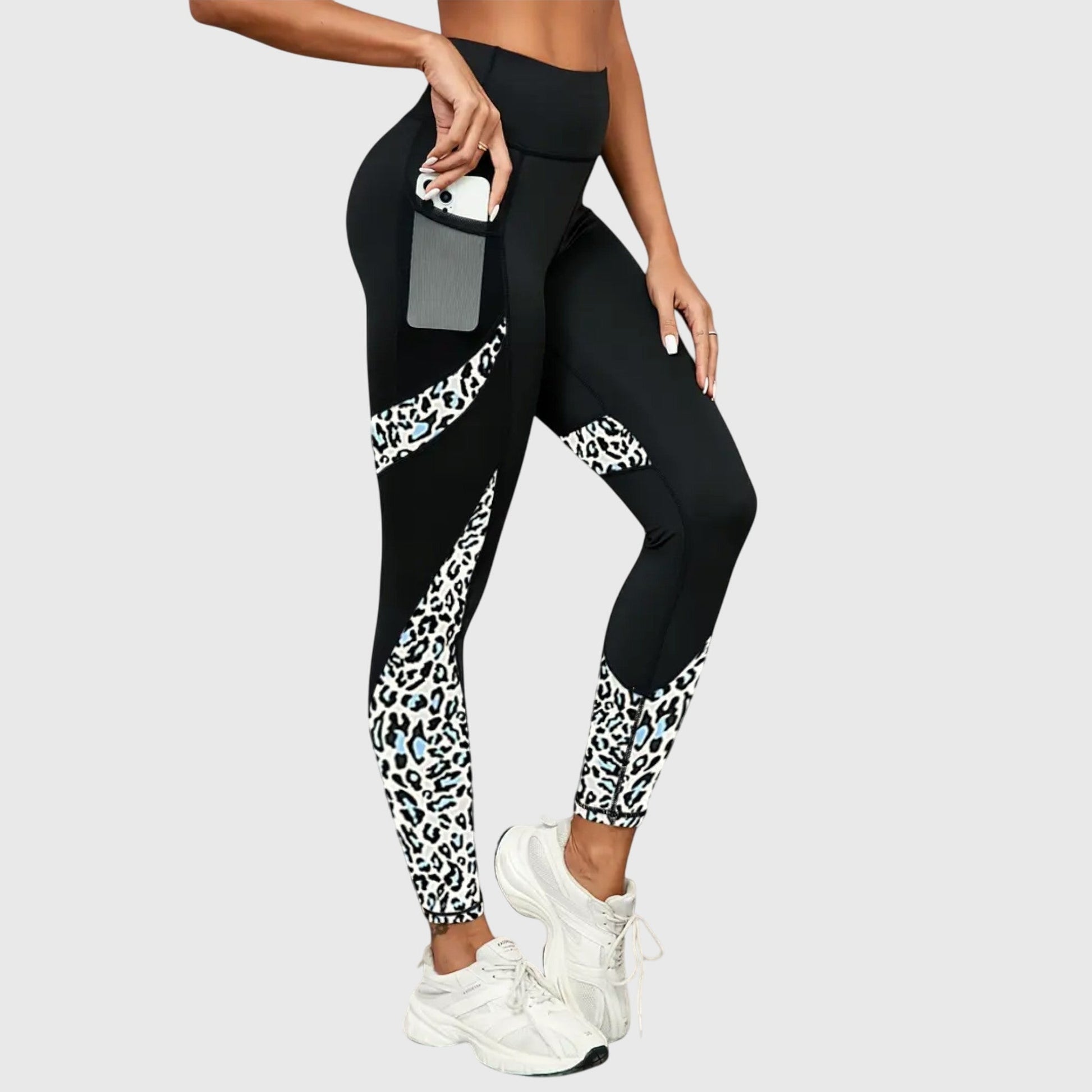 High Waisted Leopard Print Training Pants For Workouts by Selouva